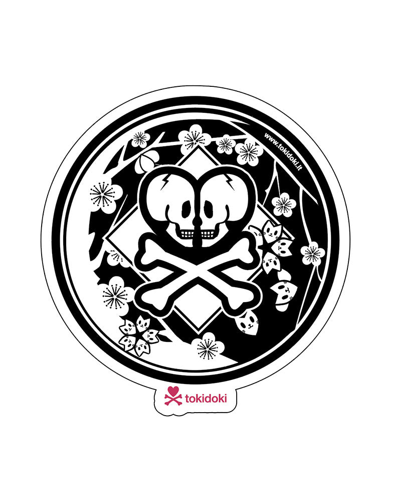 Sakura Double Skull Die Cut Sticker
